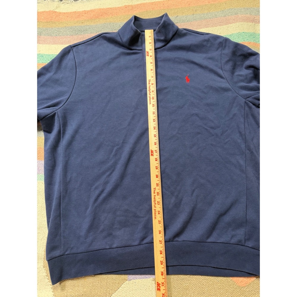 Polo‎ Ralph Lauren Men's XXL Navy Blue Quarter Snap Pullover Red Pony - Picture 5 of 5